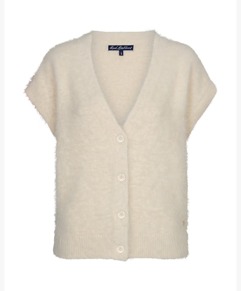 Sleeveless Fuzzy Cardigan in Cream