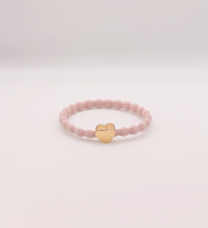 Wave Hair Tie with Gold Heart Charm