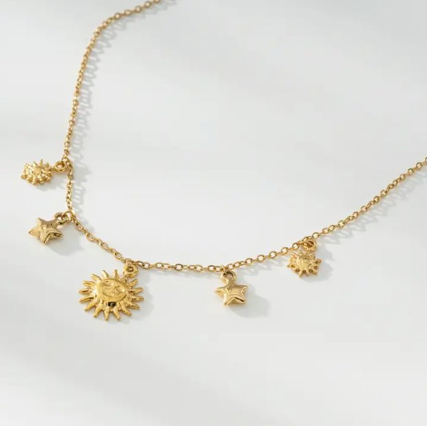 Sun &amp; Star Necklace
