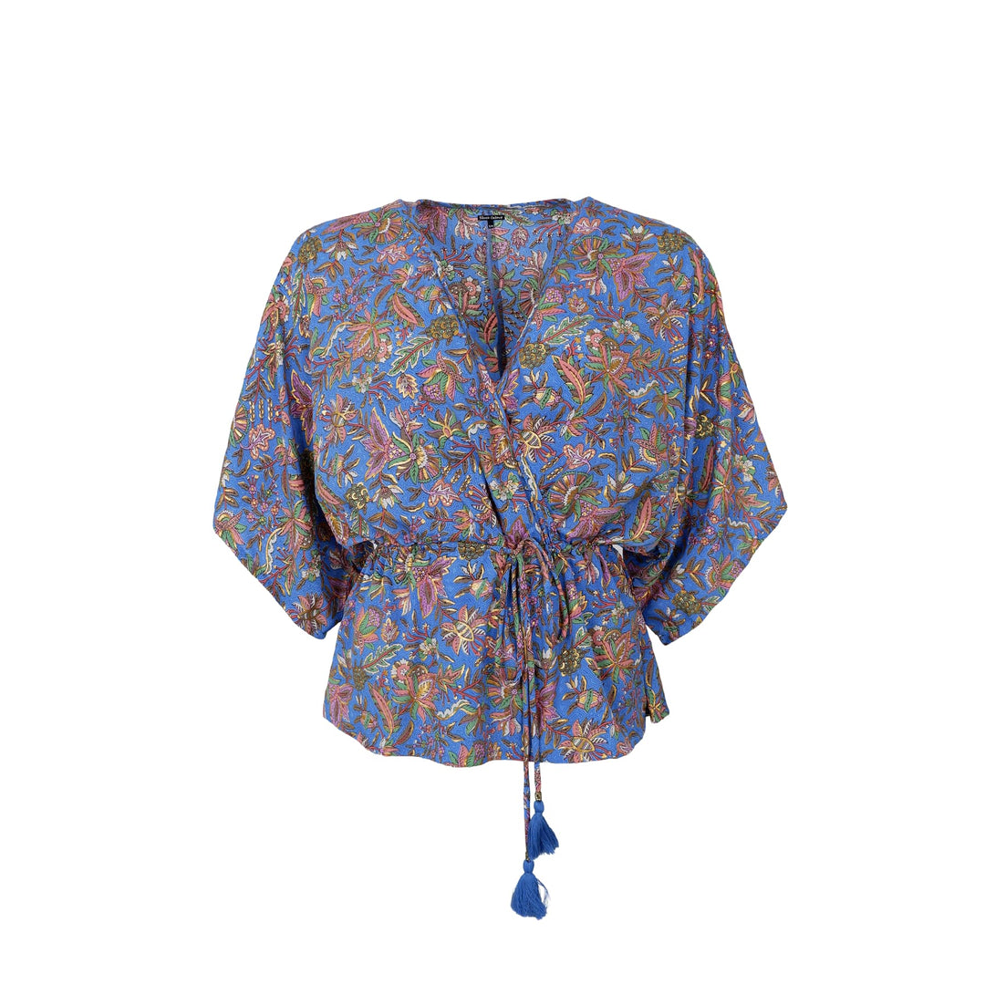 Luna V-neck blouse in Violet Blue