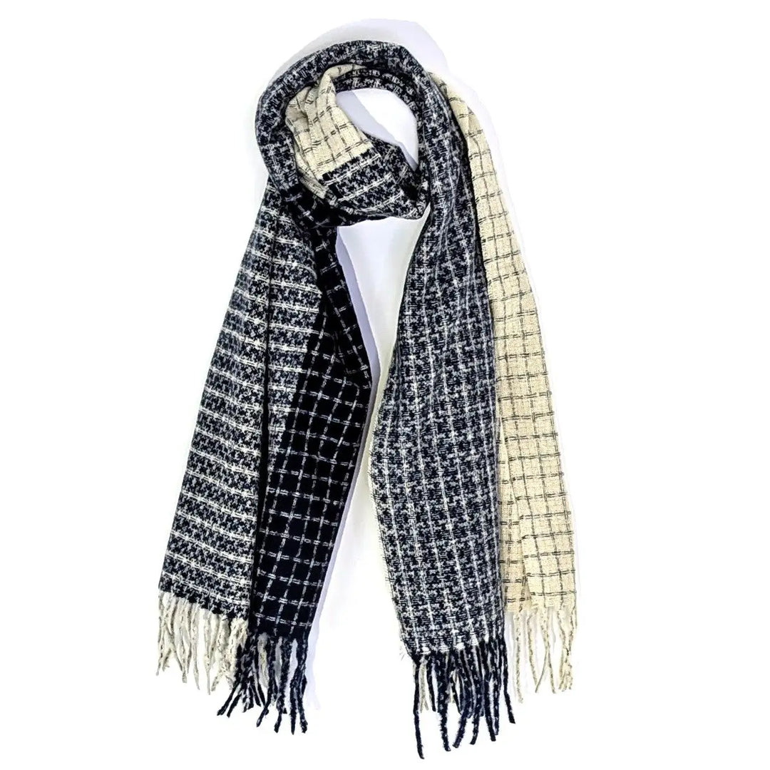 Fannar Woven Check Tassel Scarf