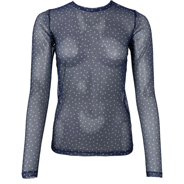 Anne Mesh Blouse Navy Dot
