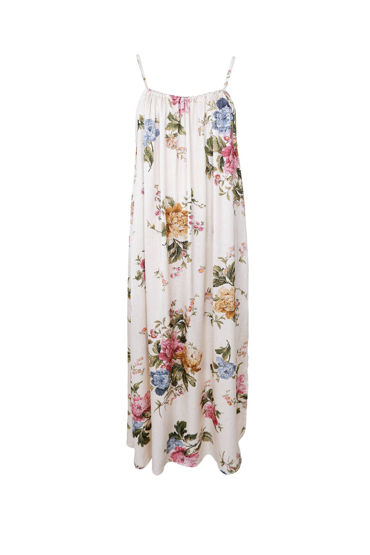 Zalina strap dress in Floral Cream Print