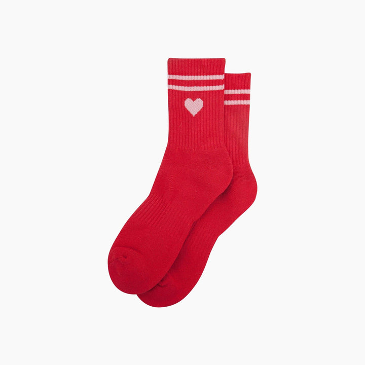 Love Heart Combed Cotton Sports Socks in Red: UK 3-7 | EU 36-40 | US 5-9