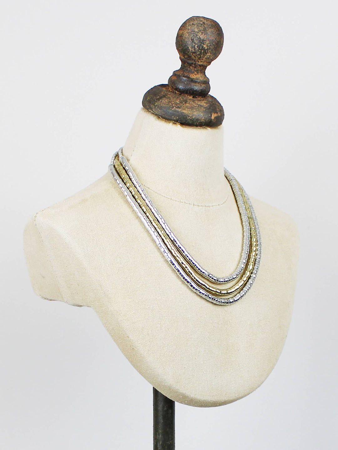 Summer 3 Strand Gold &amp; Silver Necklace