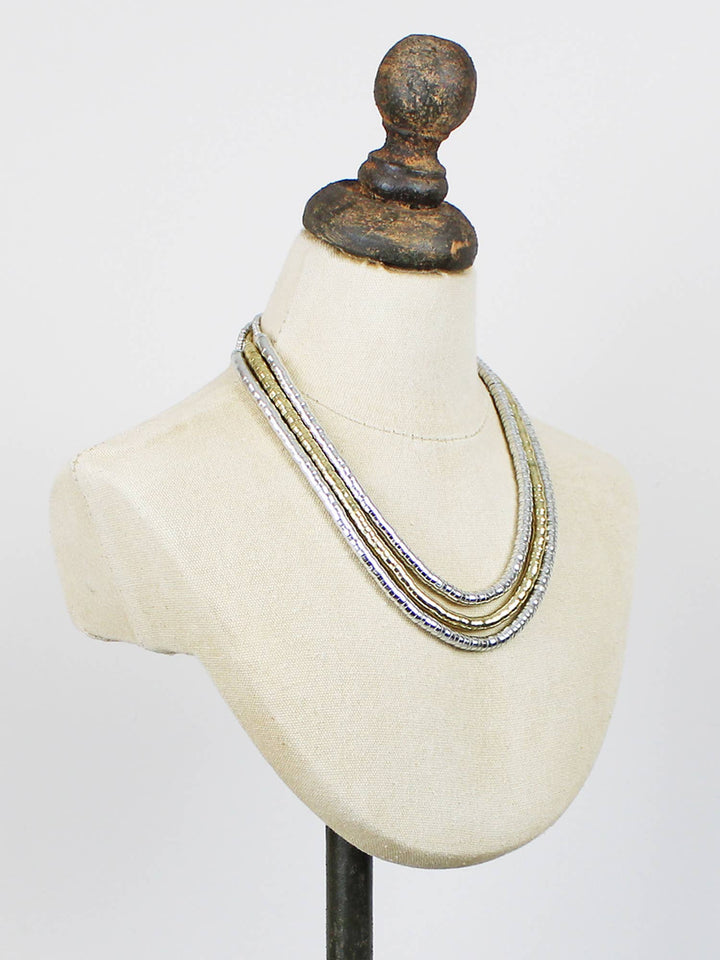 Summer 3 Strand Gold &amp; Silver Necklace