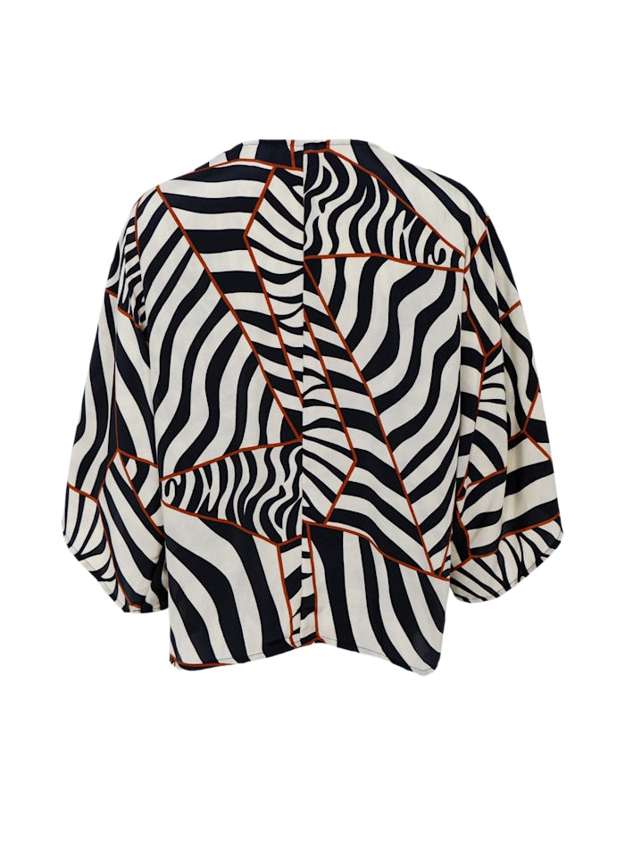 Luna kaftan blouse in Mosaic Black