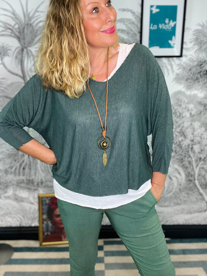 Lucy Summer Double Layer Top with Necklace