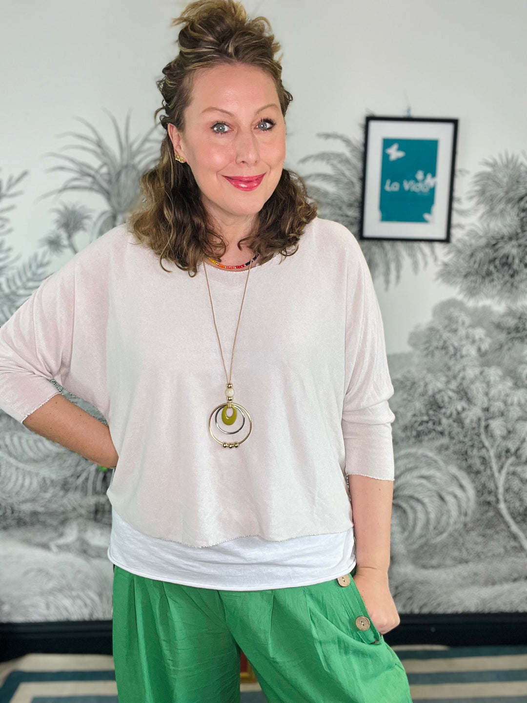 Lucy Summer Double Layer Top with Necklace