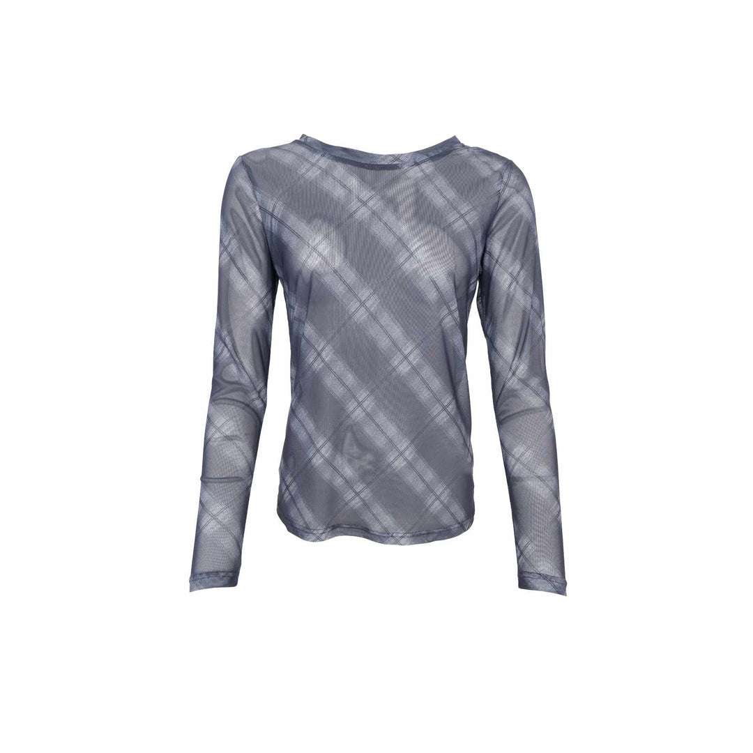 Amma mesh blouse in Grey Tartan