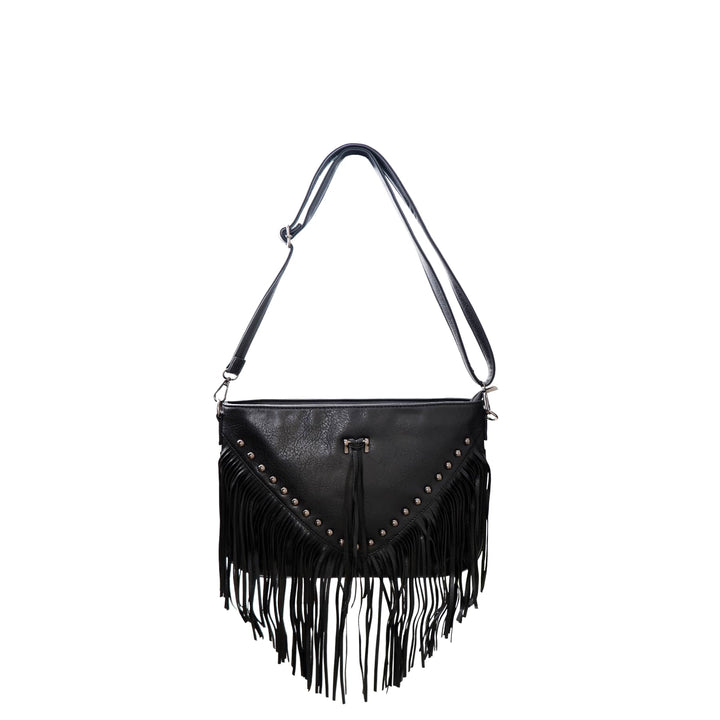 Catalina fringe crossover bag in Black
