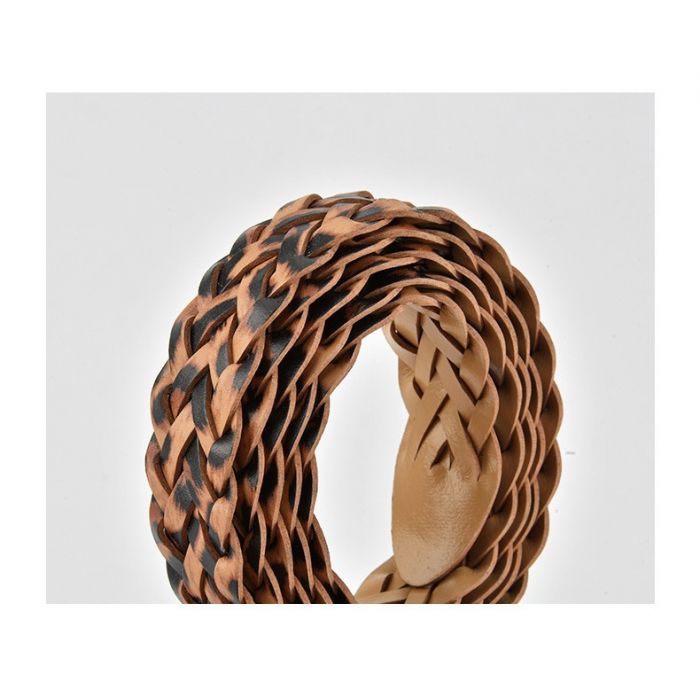 Woven Faux Leather Leopard Belt