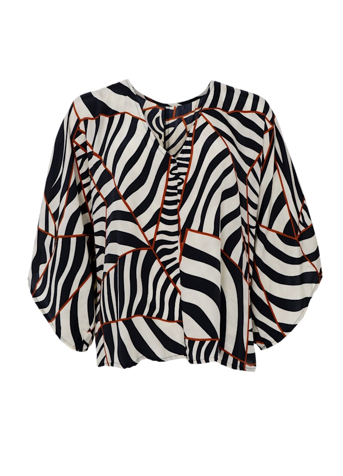 Luna kaftan blouse in Mosaic Black
