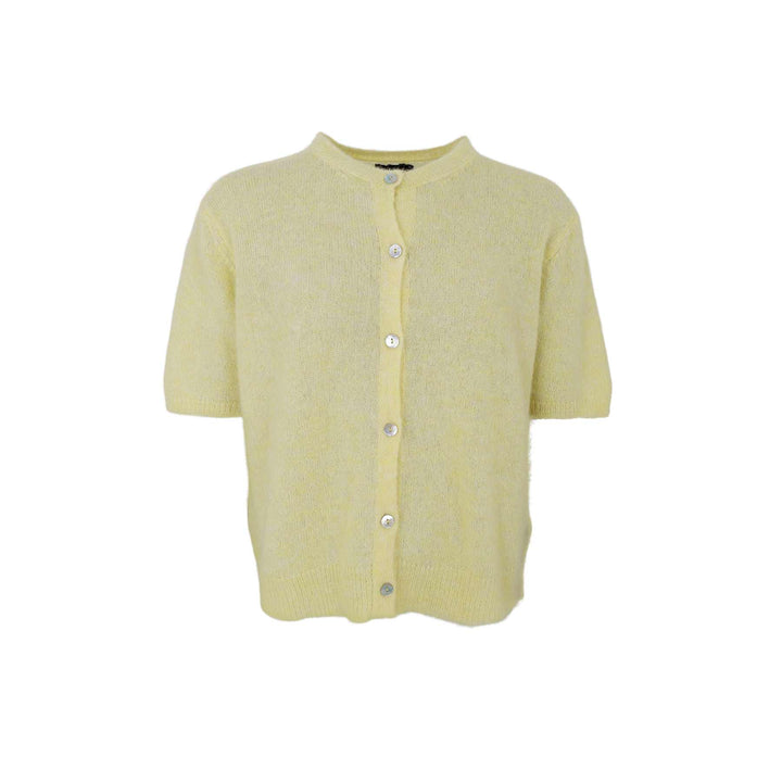Dell Plain Short Sleeved Cardigan In Light Yellow